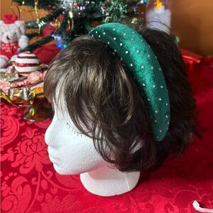 Green Puffy Rhinestone Headband
